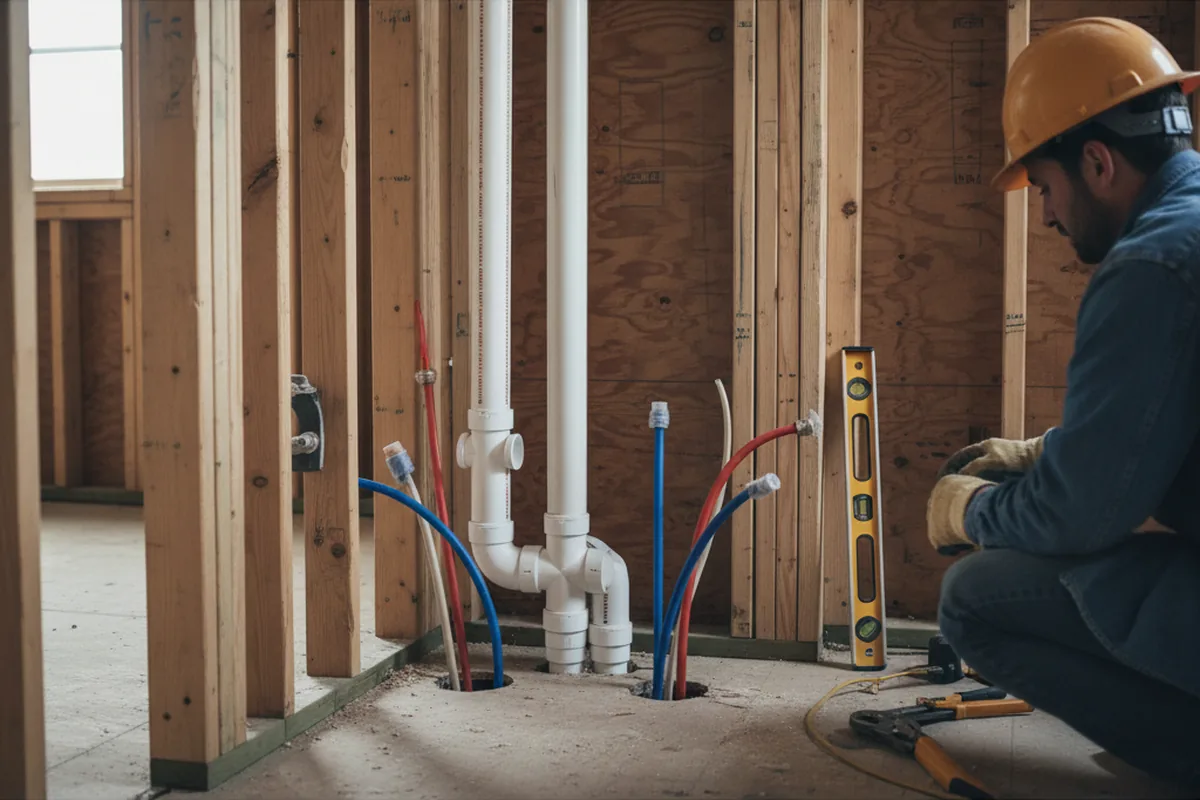 Drain and supply rough-in during Sump Pump Repair in Trinway