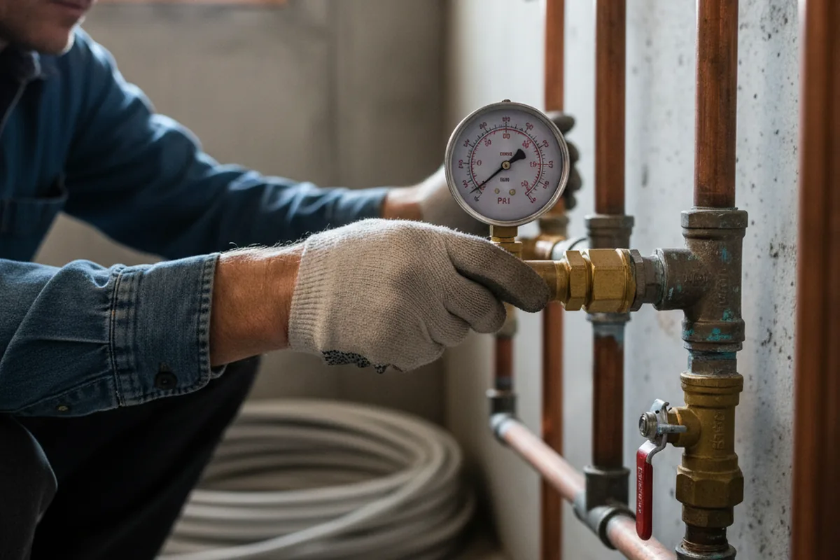 Pressure testing a repaired line during Water Line Repair in Trinway