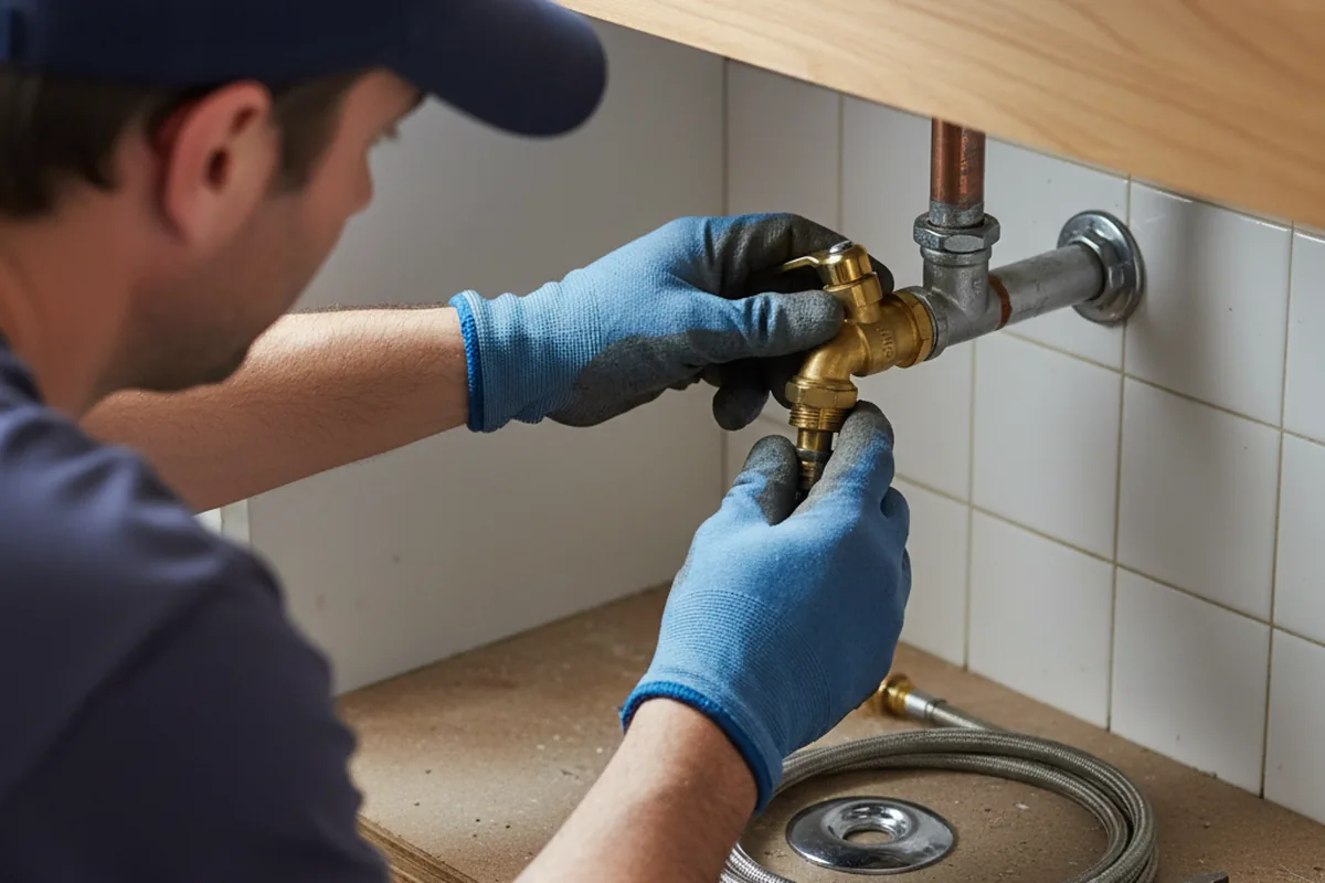 Shutoff valve and fitting work during Faucet and Fixture Repair in Trinway